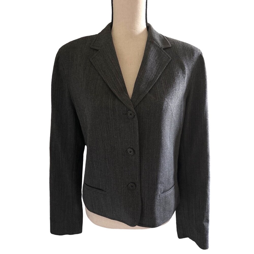Lauren Ralph Lauren Wool Blazer Charcoal 3 Button Vintage Fully Lined Size 12